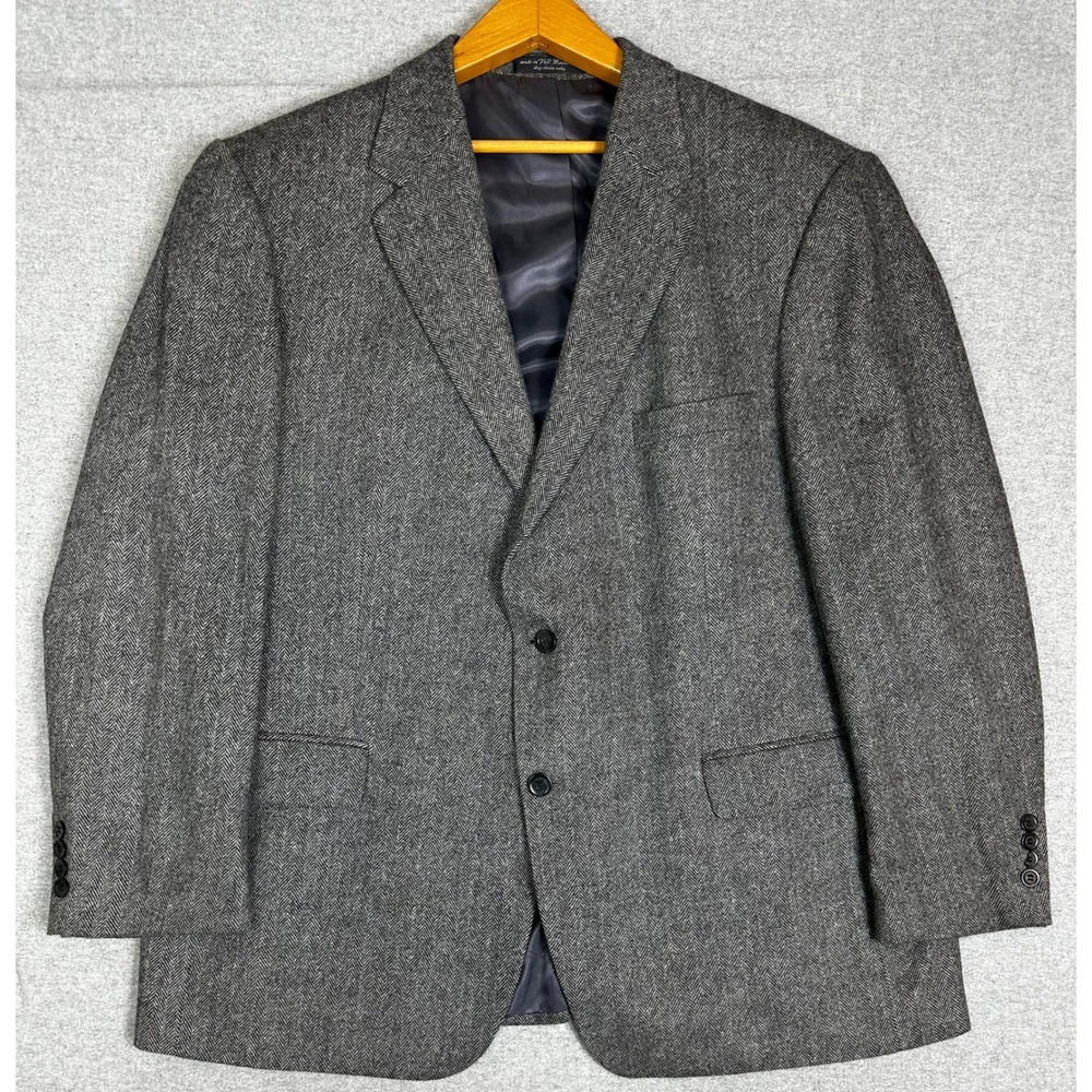 Vintage Camel Hair Blazer Gianfranco Ruffini Mens 48R Gray Black Herringbone